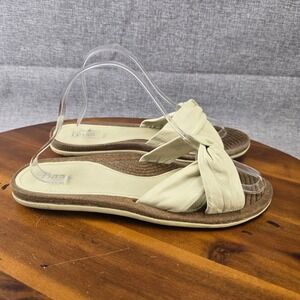 Bass Aloha Leather Knot Slide Sandals, Women's 9.5M, Cork Footbed Casual Slip On